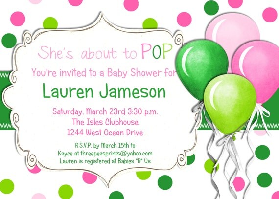 Pink She's About to Pop Baby Shower Invitation Baby Girl Printable Custom Invite Il_570xn