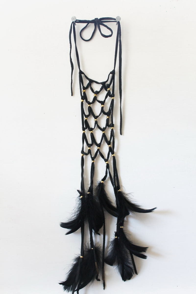 black diamond sky macrame necklace