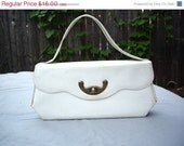 SALE Vintage White Handbag - Patent Leather - Small