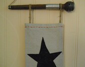 Antique Bobbin Door Knob Drawer Hanger Folk Country Banner Black White & Red Star Wall Lamp Hanger Home Decor Folk Art Banner Primitive Art