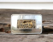 Vintage Silver and Nickle Horse Belt Buckle by Rockmount