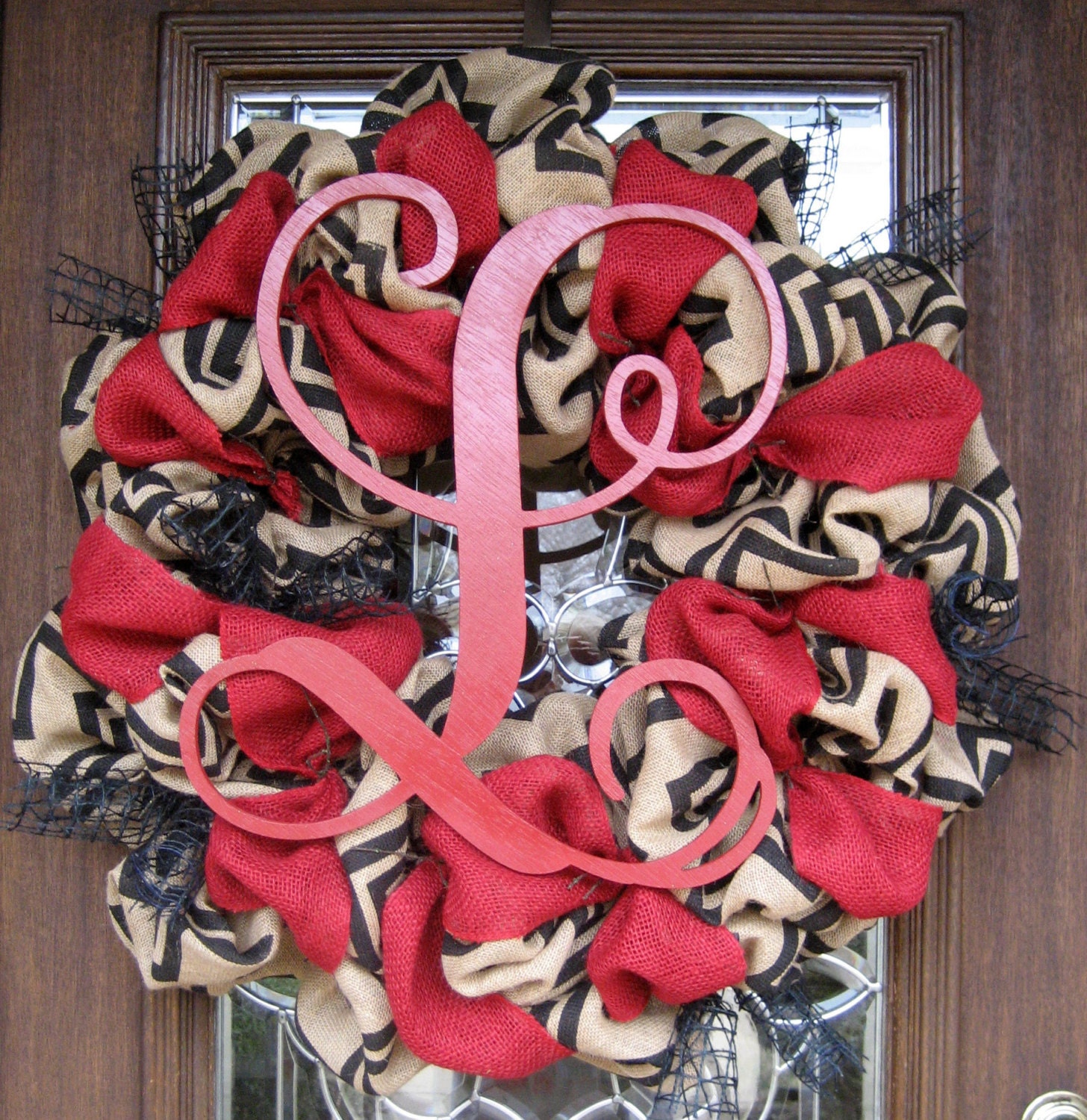 30" CHEVRON BURLAP INITIAL Wreath