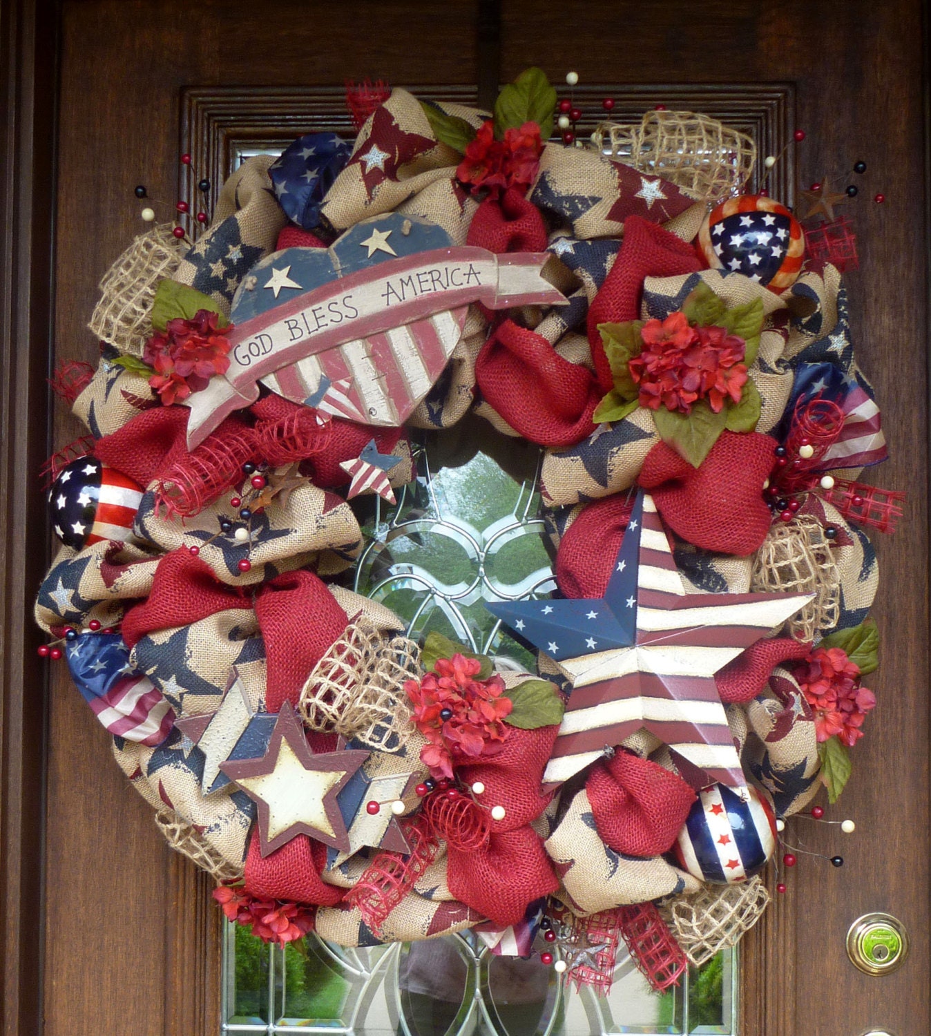30" BURLAP PATRIOTIC WREATH