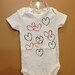 One of a Kind Painted Onesie with Black and Red Hearts - Size 6 months - Ready to Ship