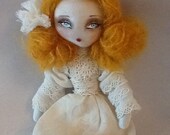 Original ,soft bodied Art Doll. dressed in Antique Wedding silks and lace, sleepy gothic face OOAK