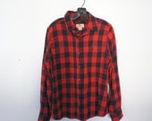 Red Flannel Plaid Shirt Button Down
