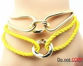Cuff Leather Fashion Style Buckle Bracelet Yellow Leather Personalized Bracelet 2239S