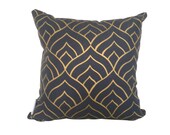 Dome cushion cover in gold ink on navy linen 42cmx42cm