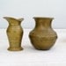 Oriental Copper Miniature Vase Set, Engraved Small Pitchers,  Small Planters, Cottage chic, Rustic decor, Collectible, Honey Gold