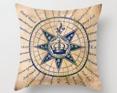 Compass Pillow 18" x 18" Paris French Decor Throw Pillow