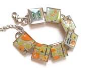 Resin Jewelry, Recycled jewelry, Starbucks Jewelry, Custom Bracelets, Silver Bracelets ( put a bird on it)