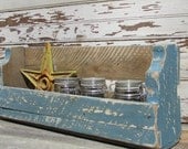 Upcycled Wooden Shelf Handpainted Aged and Distressed, Great for Kitchen or Book Rack
