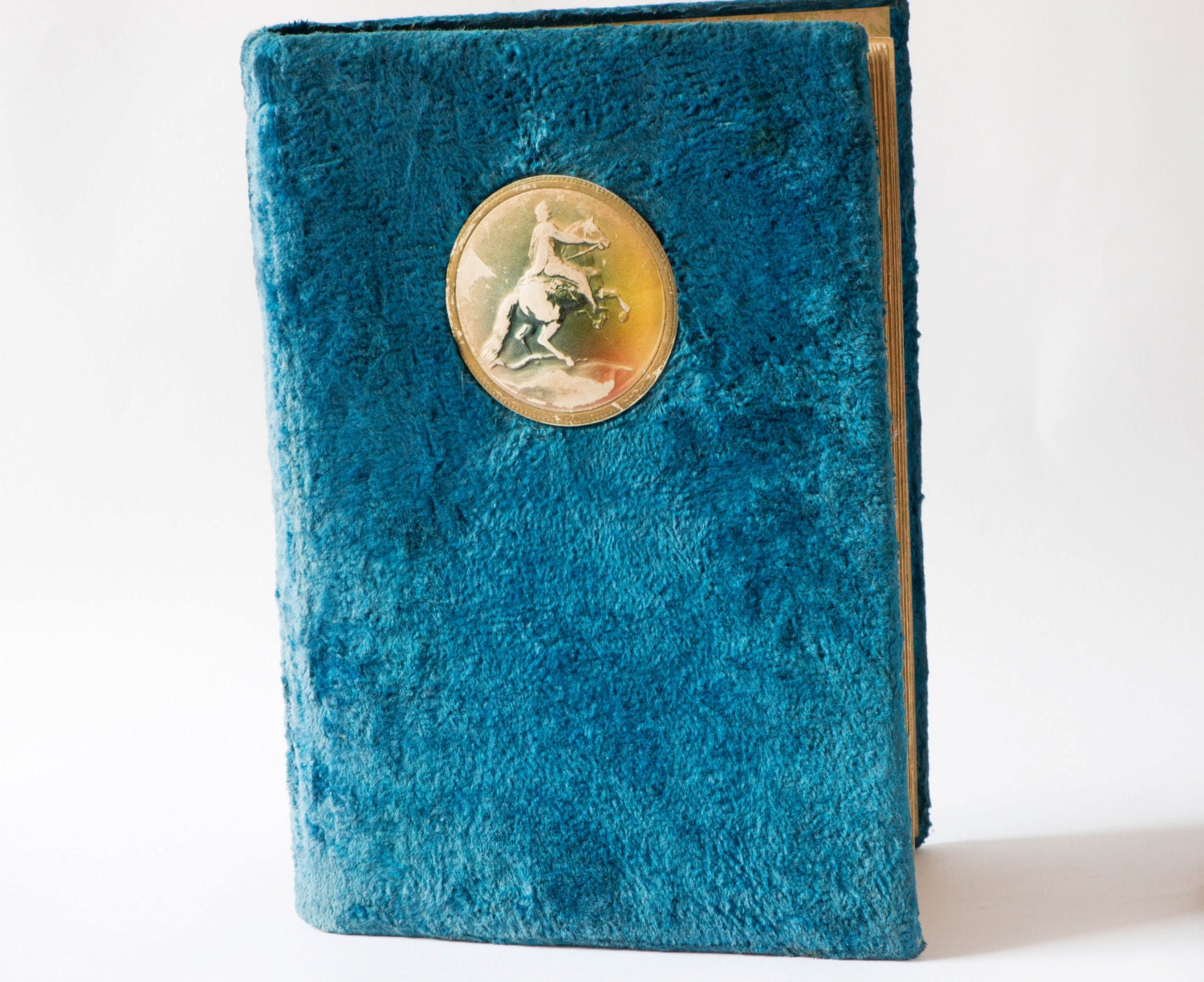 Antique Photo Album Soviet Blue Velvet Cover Peter the Great Peter I Image