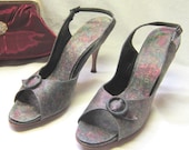 1950 Sling Back Shoes Open Toed Heels Women's Shoes Handmade Italy Spring Summer Fashion Gift for Her Bridal Wedding
