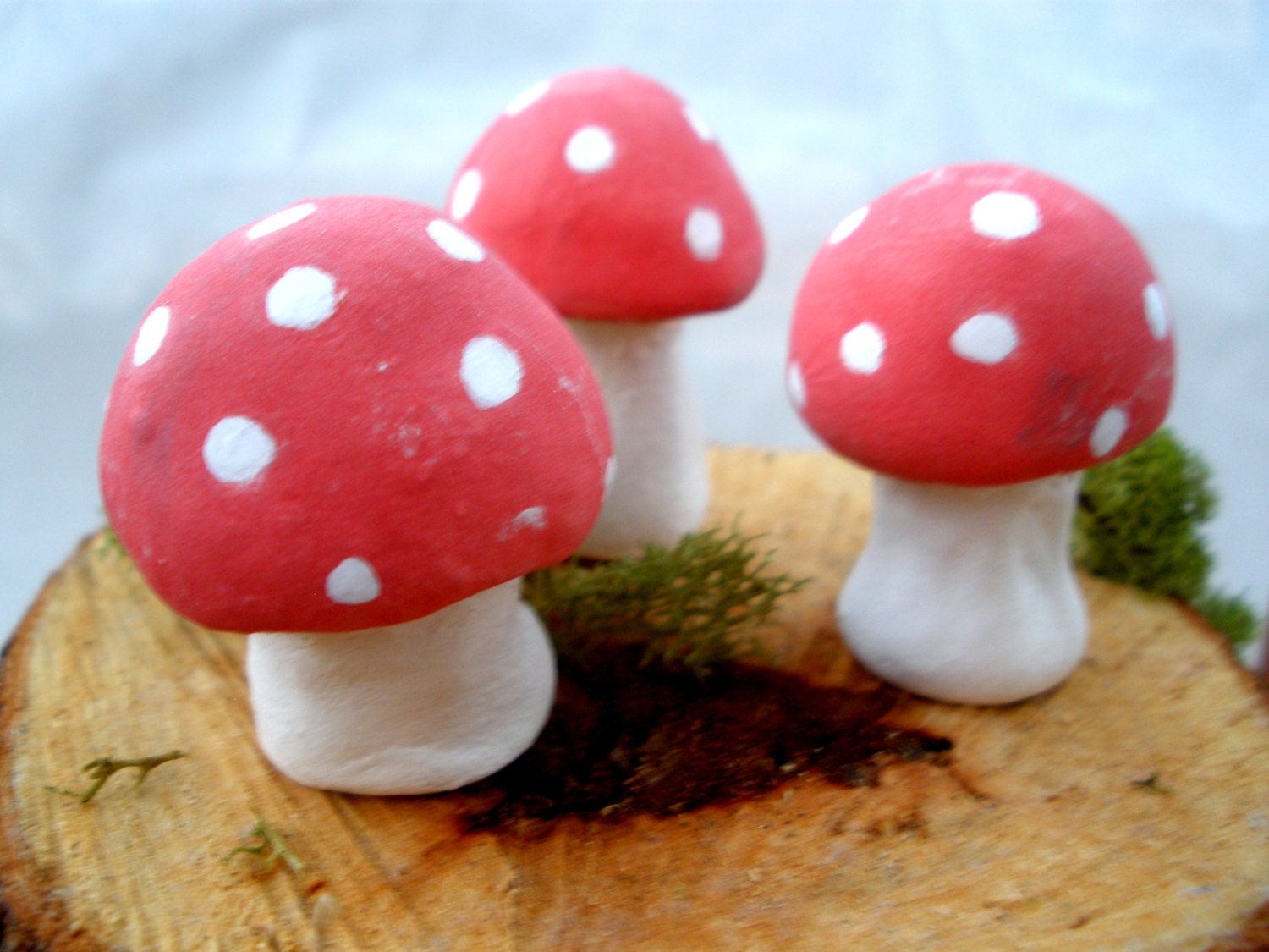 3 Magic Button Mushrooms (unscented) - Pottery Potpourri - Aromatherapy - real clay - ceramic - fairy mushrooms - terrarium - gnome