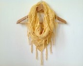 CROCHET LACE Slouchy Triangle Infinity Cowl - Soft Butter Yellow - Made to Order