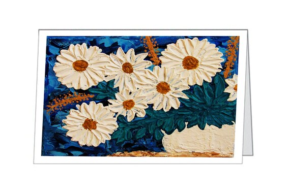 White Daisies in a Vase Greeting Card with an Envelope. 5 x 7 inch. Easily Framed as Art.
