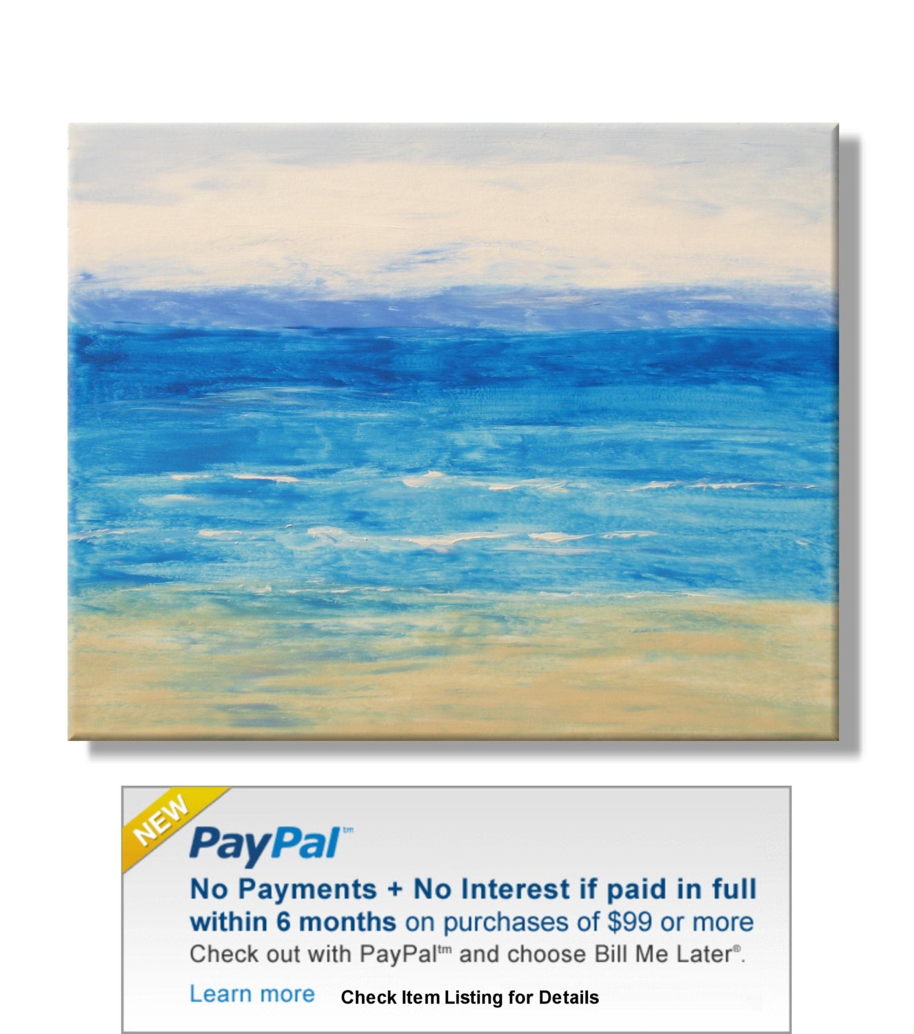 Huge Abstract Ocean Seascape. Original Handpainted Acrylic Thick 3d Texture Impasto Palette Knife Painting. Size 24 x 30