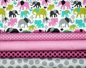 Fat Quarter Fabric Bundle for quilt or craft Michael Miller Elephant Walk 5 Fat Quarters