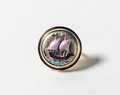 Wanderlust Ring - Nautical Ship, Gold tone
