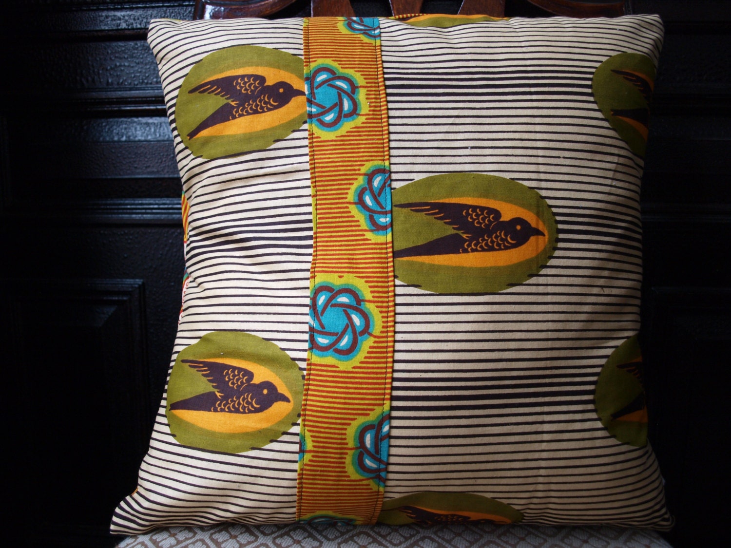 GOMIS Sparrow Patchwork: African Wax Print Pillows and Pillow Covers with SOULEIL Accent