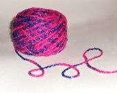 Pink & Purple Novelty Yarn -  Metallic Hand Painted Wool Yarn Cord - 50 yards- for Felting, Hair Bows, Tapestry Yarn, Gift Wrap, etc