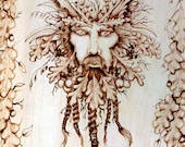 Green Man 9x12 Wood Burning Pyrography Panel