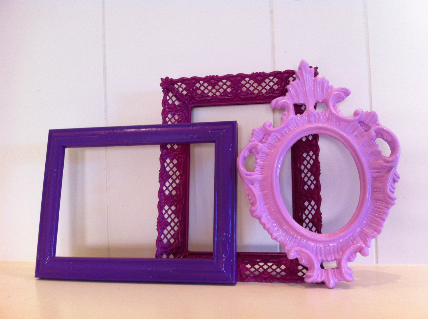 Pink Frame Collage, Funky Bright Home Decor, Upcycled Vintage Frames, Hollywood Regency, Apartment Decor Quirky Decor
