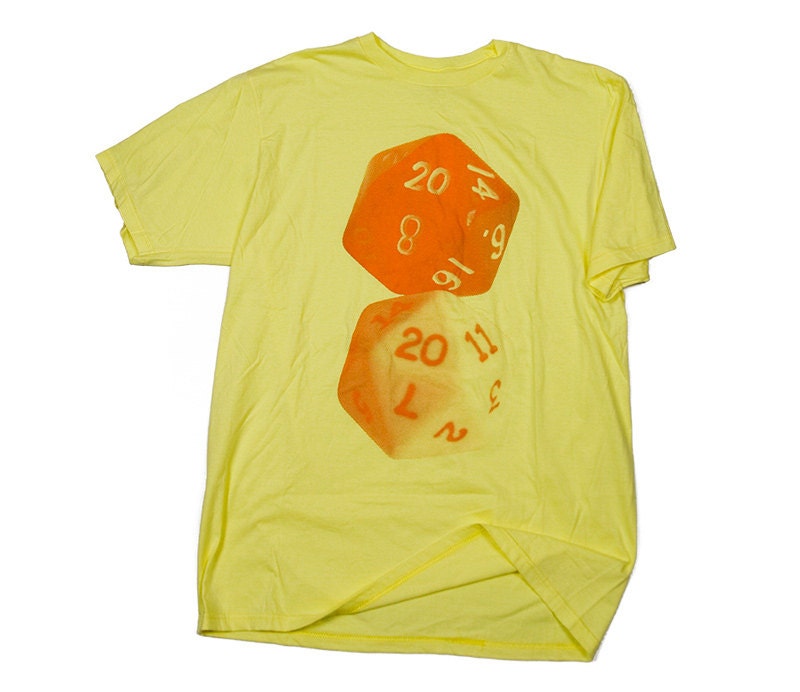 d20 rpg dice tshirt - rpg gamer tee -  limited edition - orange on white