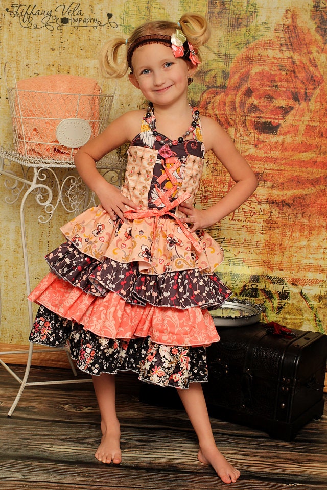 Primrose Ruffled corset princess Dress PDF Pattern sizes 6-12 months to 8