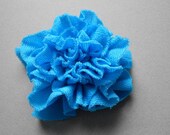 Simple and Casual Turquoise Blue Jersey Flower Brooch / Clip