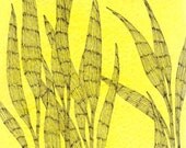 Original spring yellow, green gold, watercolor painting modern affrodable art home decor gift under 60