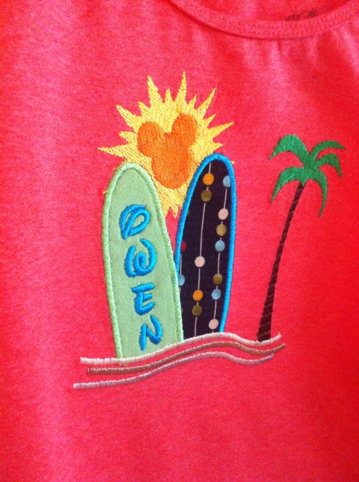 Mouse Head Sun and Surfboard Custom Shirt 