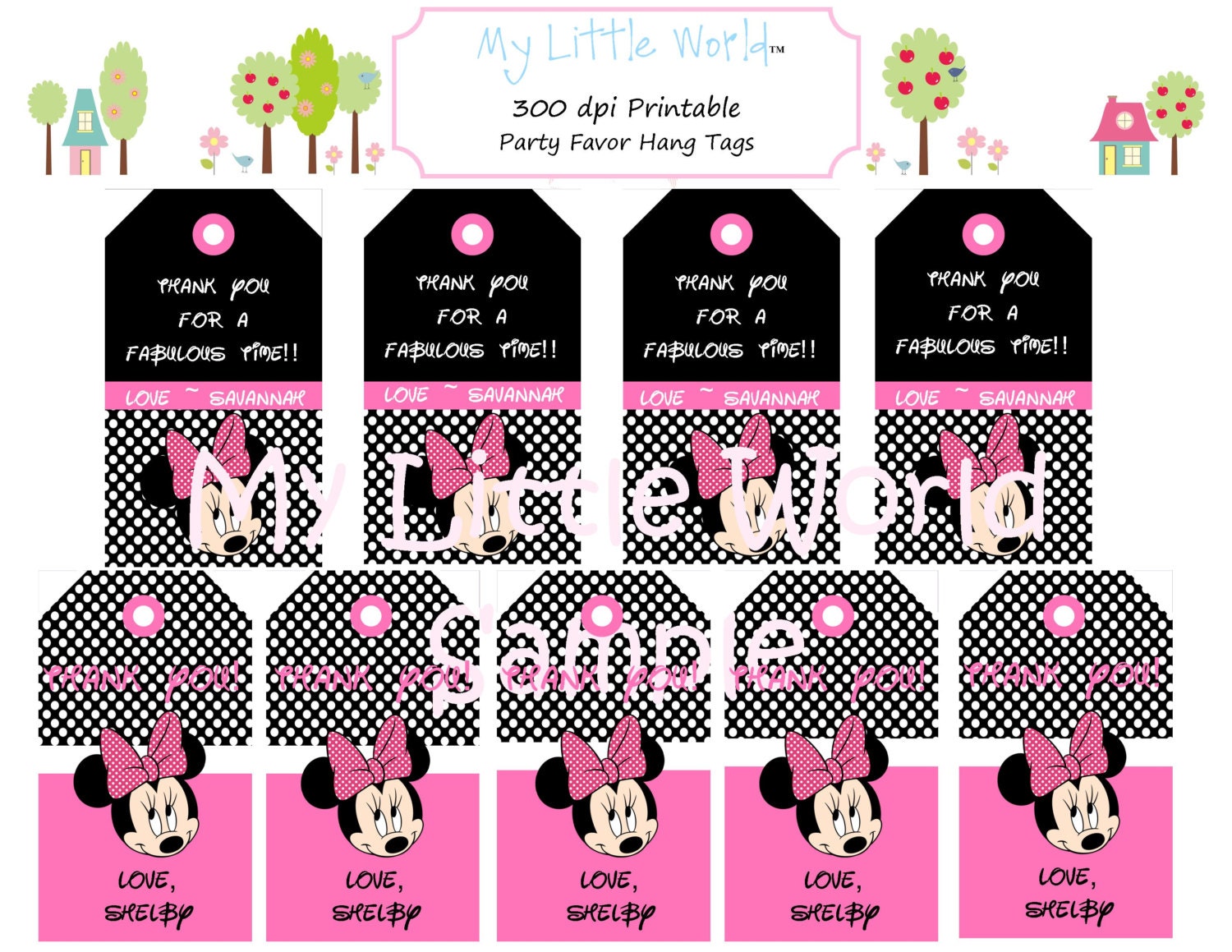 Minnie Mouse Party Favor Tags - set of 18 Il_170x135
