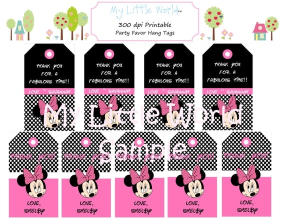 Minnie Mouse Party Favor Tags - set of 18 Il_570xn