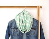 Women's Eco Friendly Infinity Loop Scarf in Jade Swallows - Spring Scarves