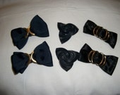 3 Vintage Pairs of Shoe Clips Black Satin Bows, Navy Grosgrain Bows, Black Leather Triangles All for 5 USD
