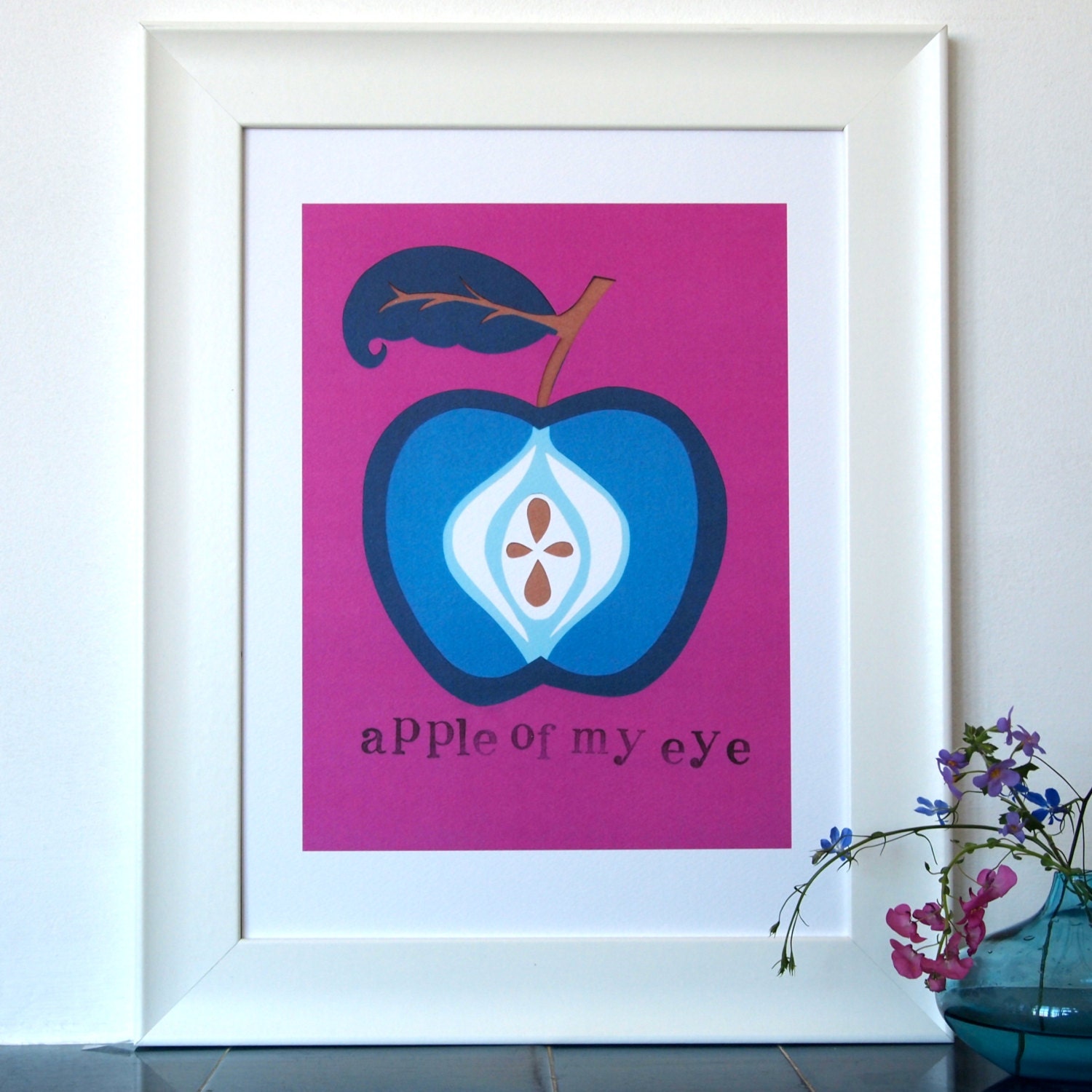 Apple of my eye papercut print - A3 - wedding, anniversary, baby, engagement