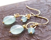 Aqua Earrings Peruvian Blue Chalcedony Sea Foam Gemstone Jewelry Gold Fill Dangle Wedding Jewelry Bridesmaid Gifts Beach Jewelry By SS