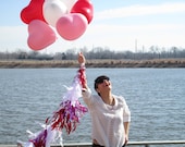 Heart Balloon Bouquet ad Metallic Valentine Tassel Garland (Red &Pink Sparkle)
