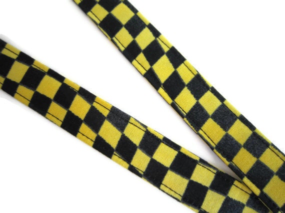 SAFETY BREAKAWAY LANYARD - Fabric id Badge Holder - Key Fob Lanyard - Eye Glasses Lanyard -Black and Yellow Checker