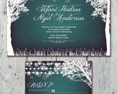 Additional Listing - Digital - Printable Files - Green Chalkboard Garland Garden Wedding Invitation and Reply Card Set - Wedding Stationery