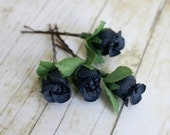 Navy Blue Rosebuds Hair Pins. Flower Hair Clip. Whimsical. Bridesmaids. Rustic Wedding. Woodland. Hair Accessories.Spring, Bridal,  Wedding.