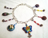 Rainbow Cloisonne Dangle Bead Bracelet B070
