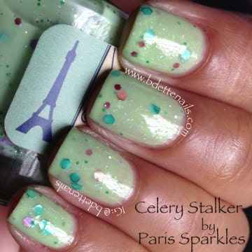 Celery Stalker : Custom-Blended Nail Polish Glitter Nail Polish