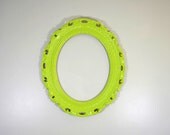 Vintage Oval Ornate lime chartreuse green  Wall Frame