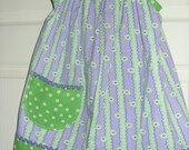 Bright Purple Striped with Green Flowers Pillowcase Dress