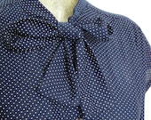 Navy Shirt Dress - Polka Dots - Bow Tie