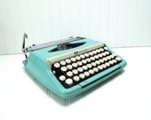 Vintage Typewriter Turquoise Blue Smith Corona Corsair DeLuxe Manual Baby Blue Typewriter