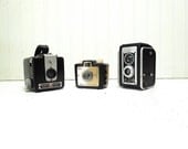 Vintage Camera Lot Kodak Duaflex II, Kodak Brownie Hawkeye, Kodak Brownie Bullet   Collection of Three Kodak Cameras